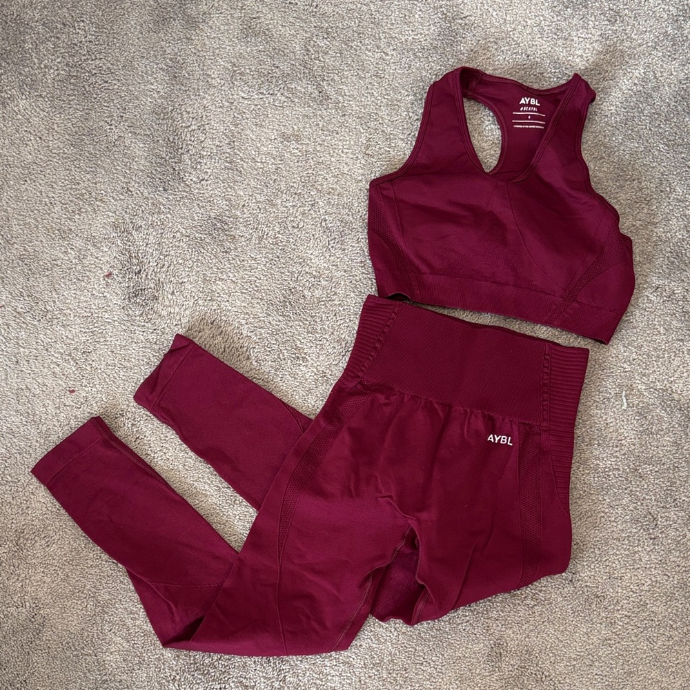 AYBL Women's Deep Red Leggings and Top Set